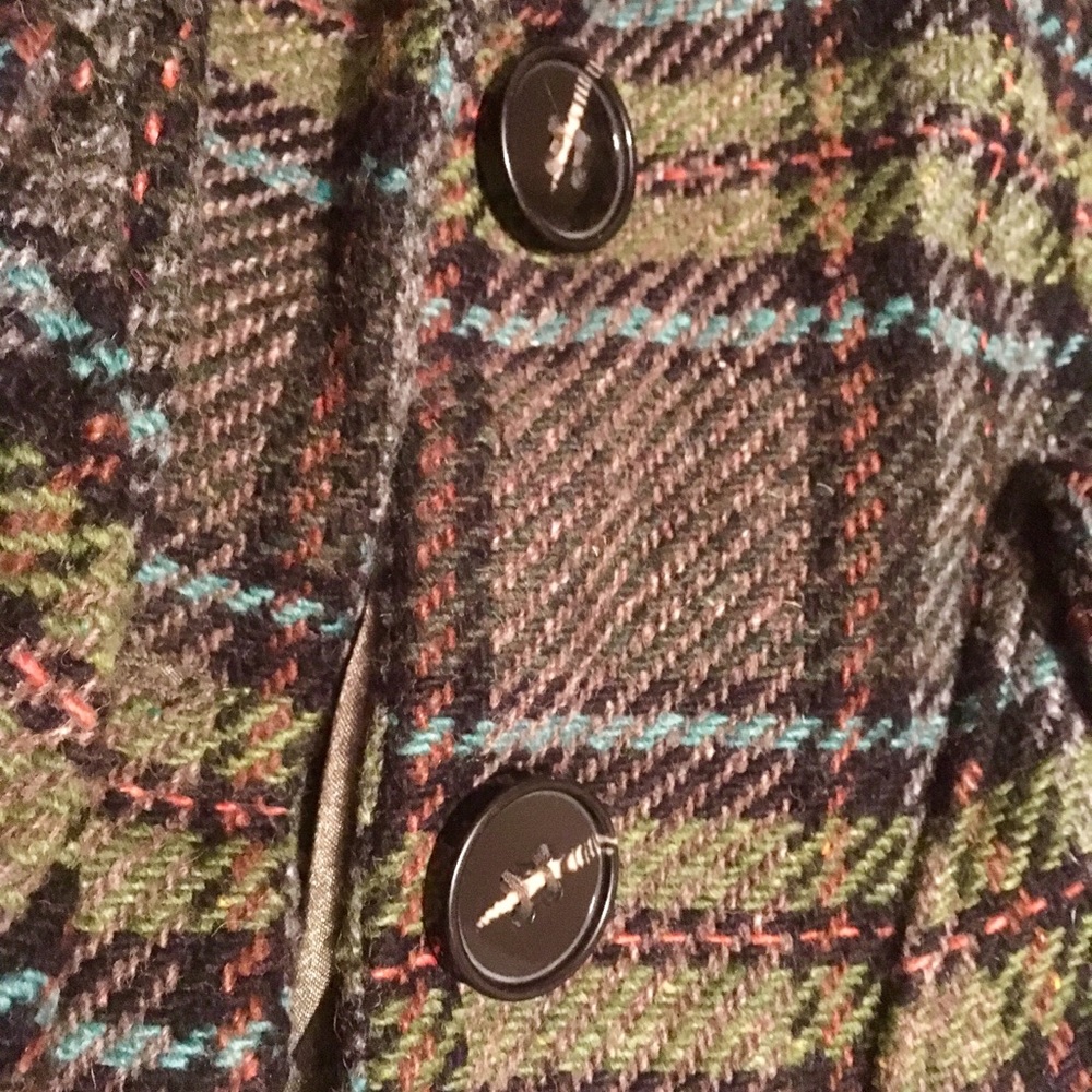Latte by Coffee Shop wool blend plaid coat.  XS - Picture 3 of 4